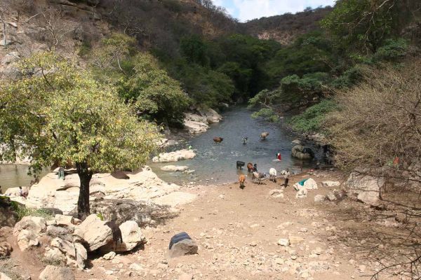 Drinking and washing place for the local people and animals